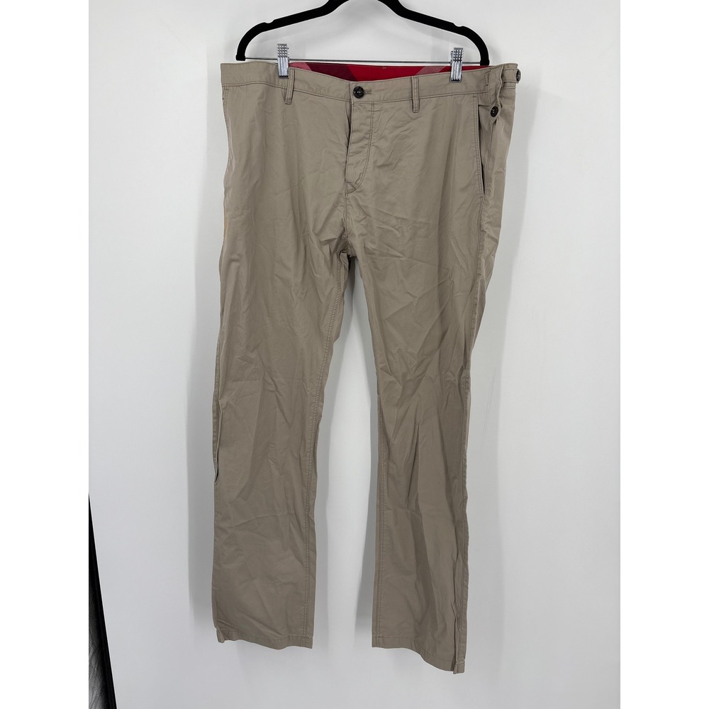 Burberry Brit Albany Chinos Mens 38R Taupe Khaki Straight Leg Cotton Pants NEW